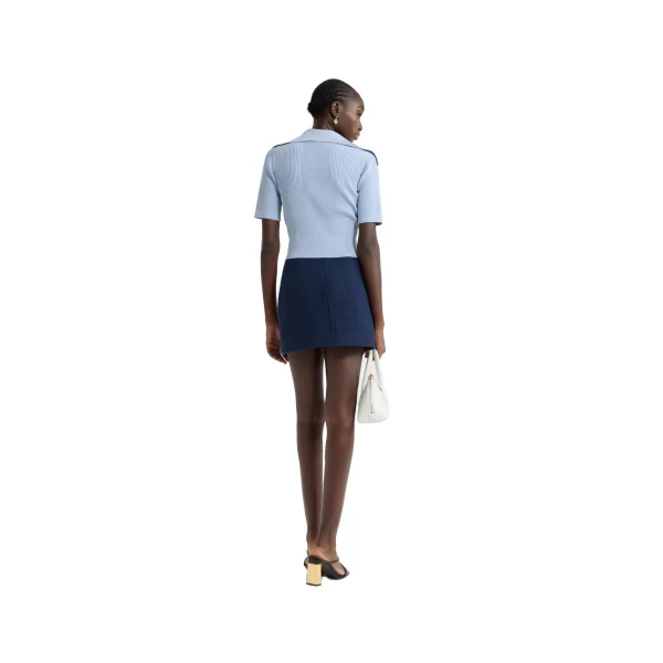 Mini skirt in Navy Black lightweight organic cotton tweed - Image 3
