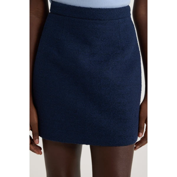 Mini skirt in Navy Black lightweight organic cotton tweed - Image 4