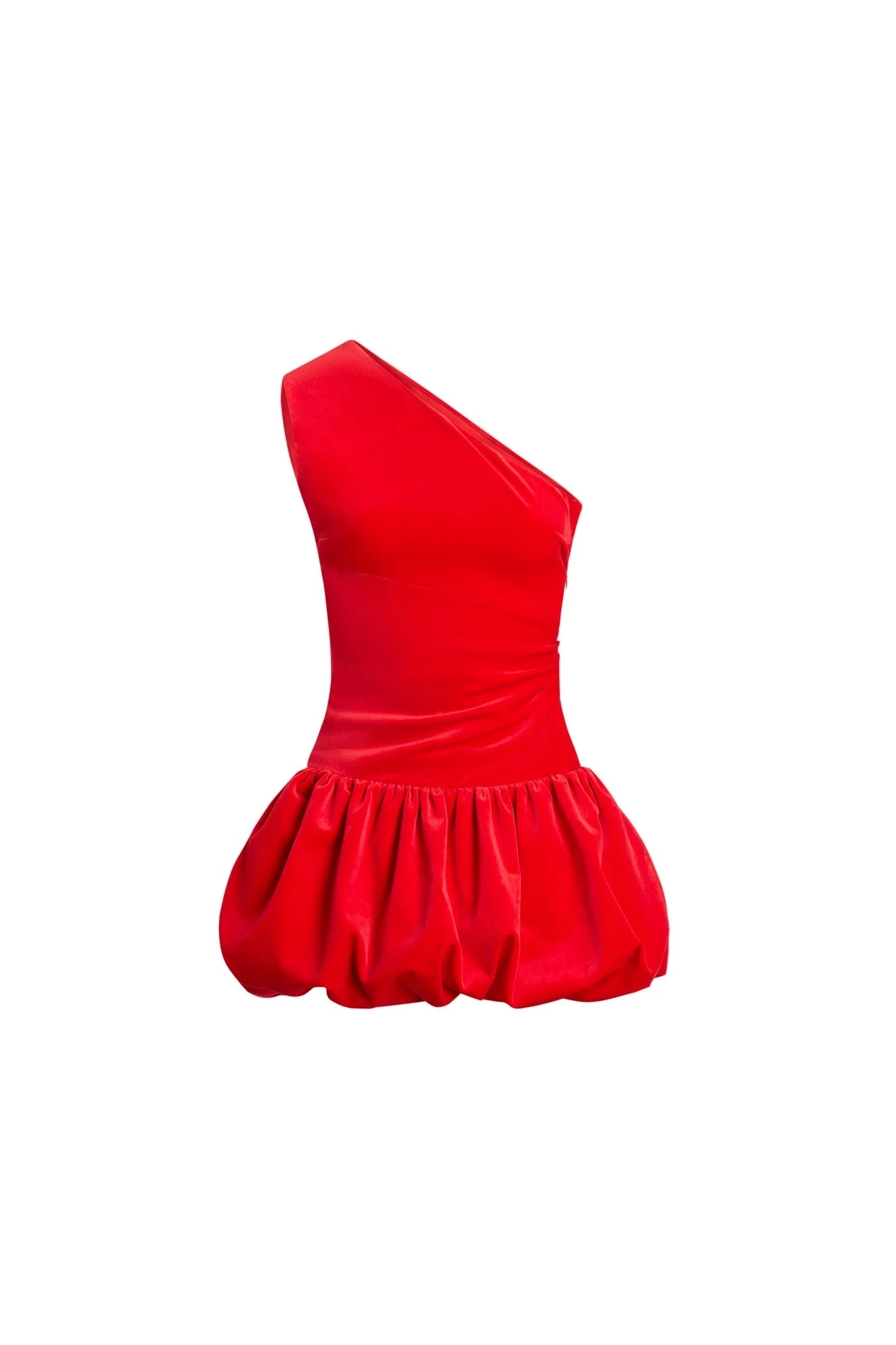Patou One-shoulder bloomer-effect mini dress in organic | Luxury Shoes Patou One-shoulder bloomer-effect mini dress in Red organic cotton velvet