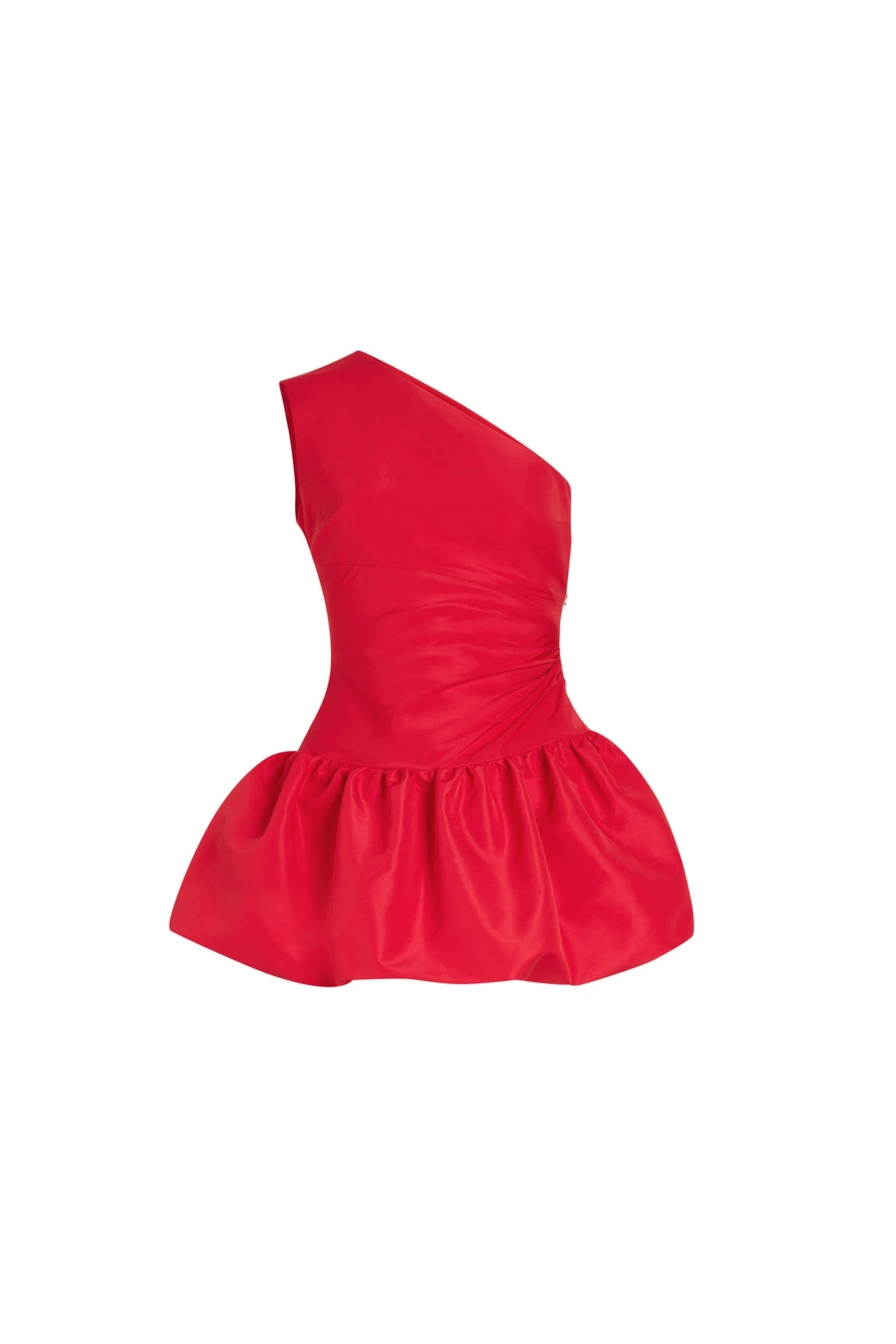 Patou One-shoulder bubble mini dress in recycled ottoman | Luxury Shoes Patou One-shoulder bubble mini dress in Lipstick Red recycled ottoman faille