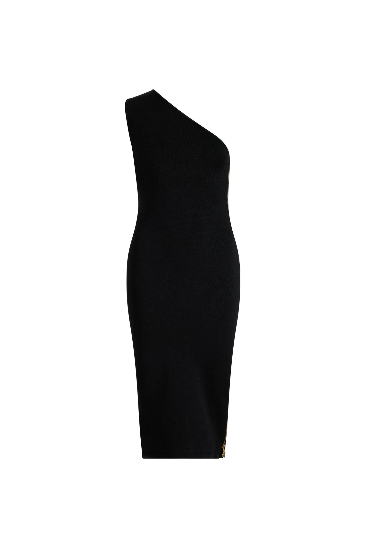Patou One-shoulder knit midi dress in technical crepe | Luxury Shoes Patou One-shoulder knit midi dress in Black technical crepe
