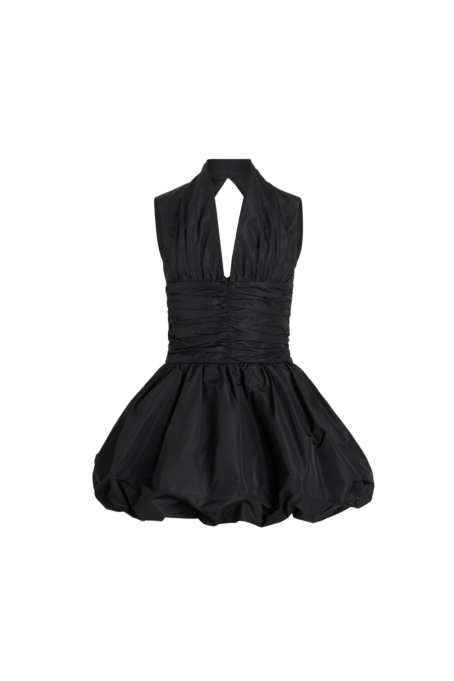 Patou Open back bubble mini dress in Black recycled faille | Dresses | Luxury Shoes Patou Open back bubble mini dress in Black recycled faille