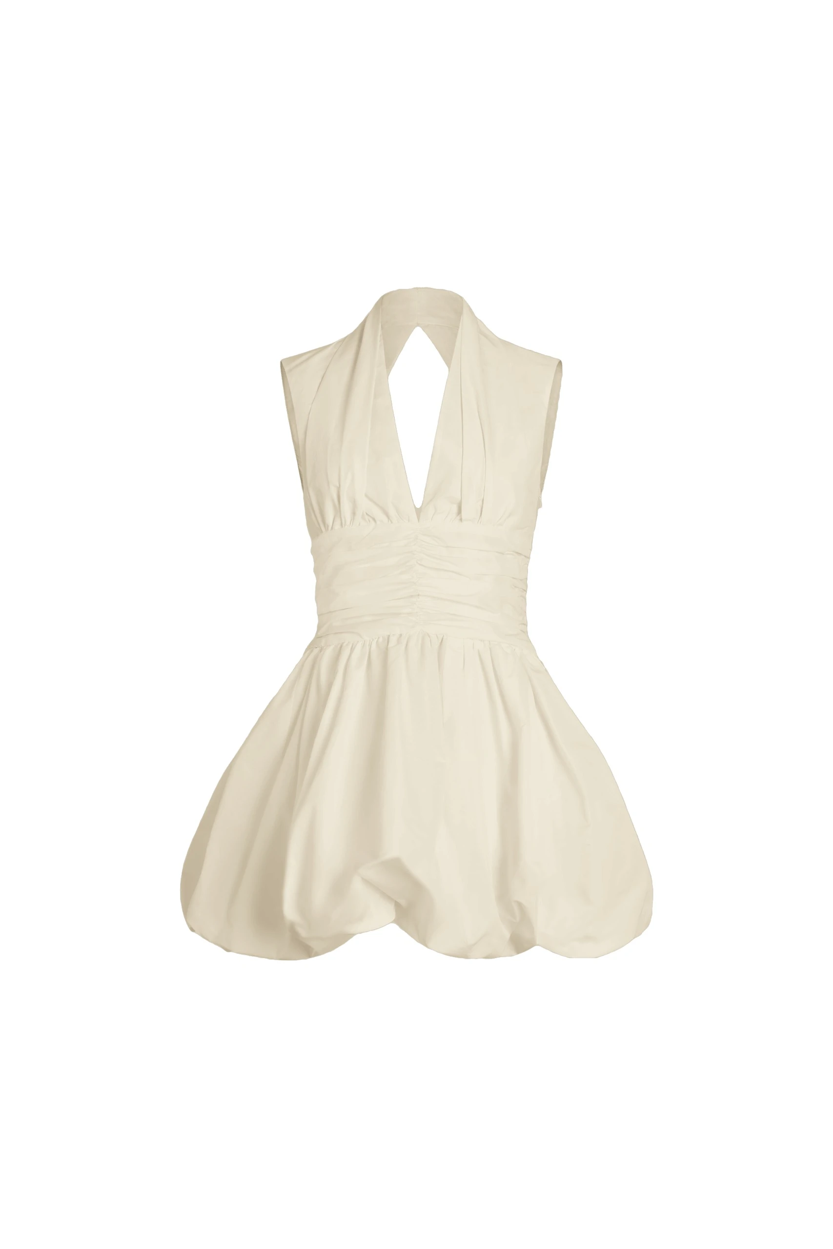 Patou Open back bubble mini dress in Ivory recycled faille | Dresses | Luxury Shoes Patou Open back bubble mini dress in Ivory recycled faille
