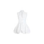 Patou Open back bubble mini dress in White recycled faille