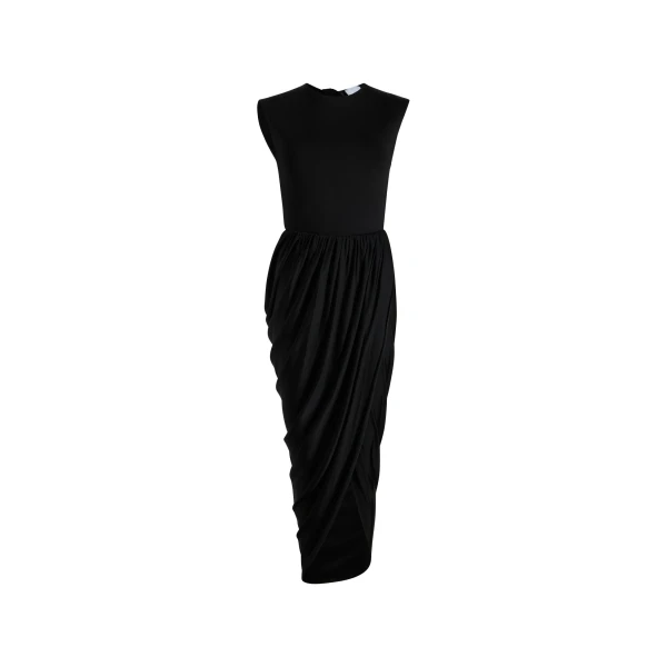 Open back dress in Black stretch jersey