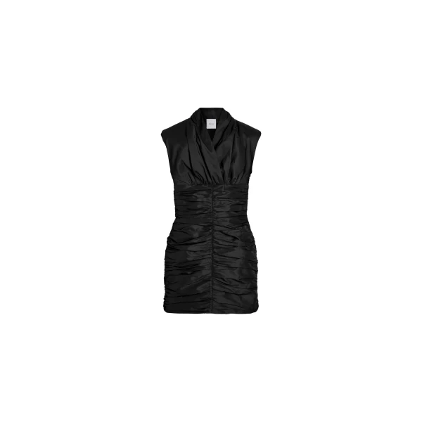Open back mini dress in Black recycled faille