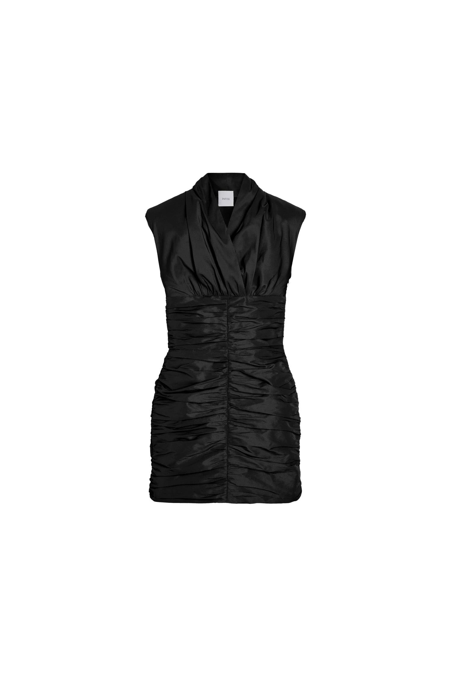 Patou Open back mini dress in recycled faille | Luxury Shoes Patou Open back mini dress in Black recycled faille