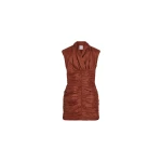 Patou Open back mini dress in Cinnamon recycled faille