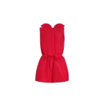 Patou Open back playsuit in Lipstick Red recycled ottoman faille