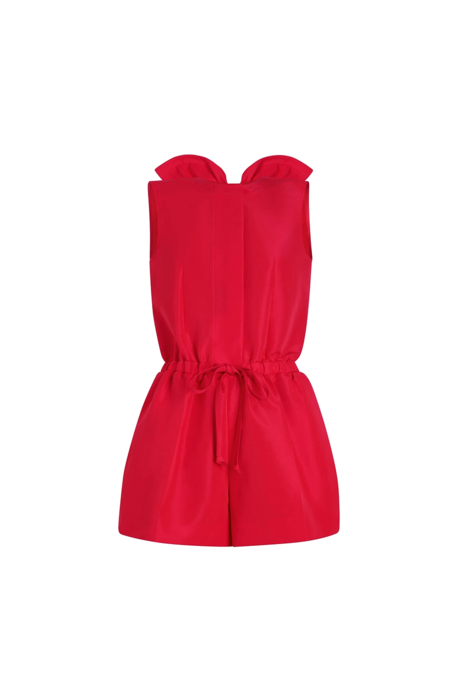 Patou Open back playsuit in Lipstick Red recycled ottoman faille | Jumpsuit | Luxury Shoes Patou Open back playsuit in Lipstick Red recycled ottoman faille