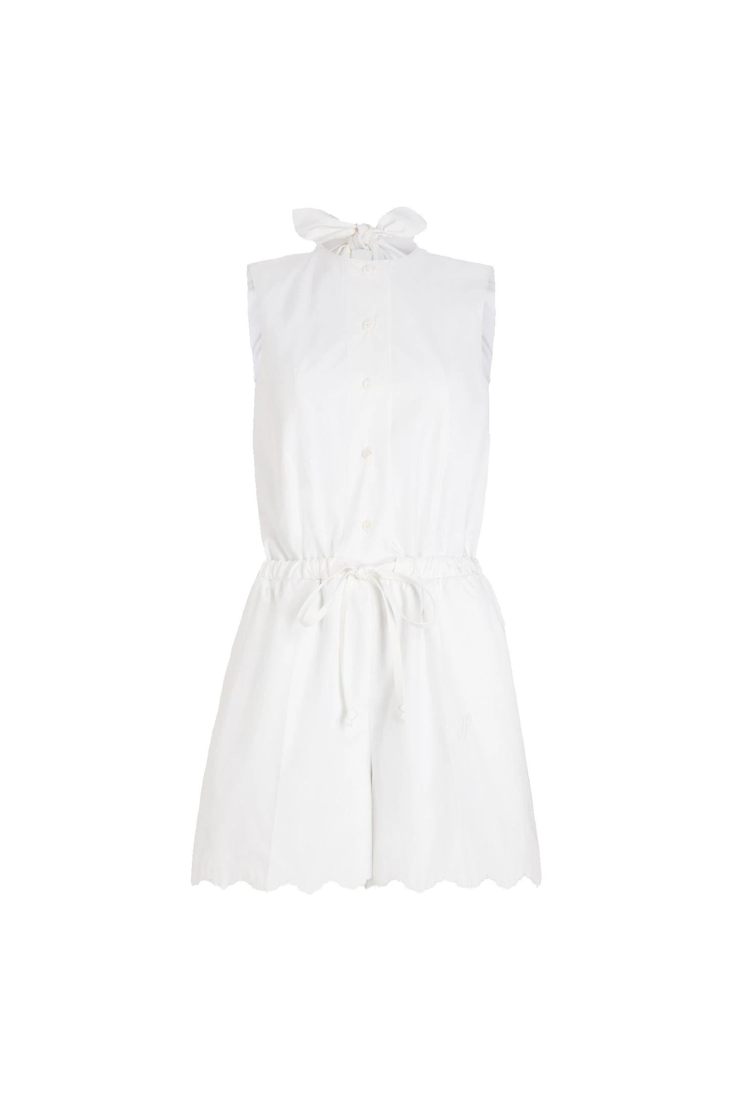 Patou Open back playsuit in White organic cotton poplin | Jumpsuit | Luxury Shoes Patou Open back playsuit in White organic cotton poplin
