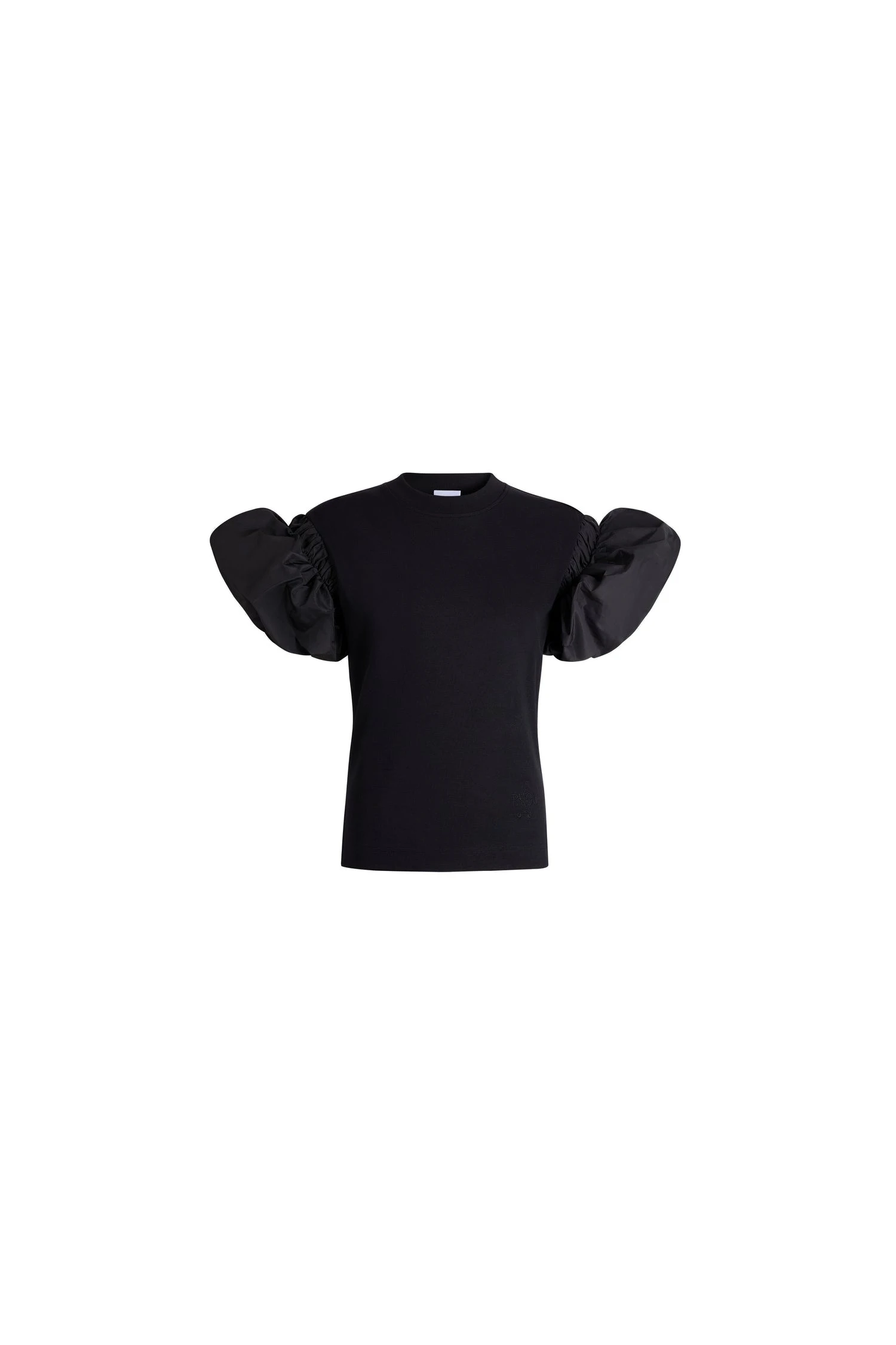 Patou Organic cotton T-shirt with faille sleeve details | Luxury Shoes Patou Organic cotton T-shirt with faille sleeve details in Black
