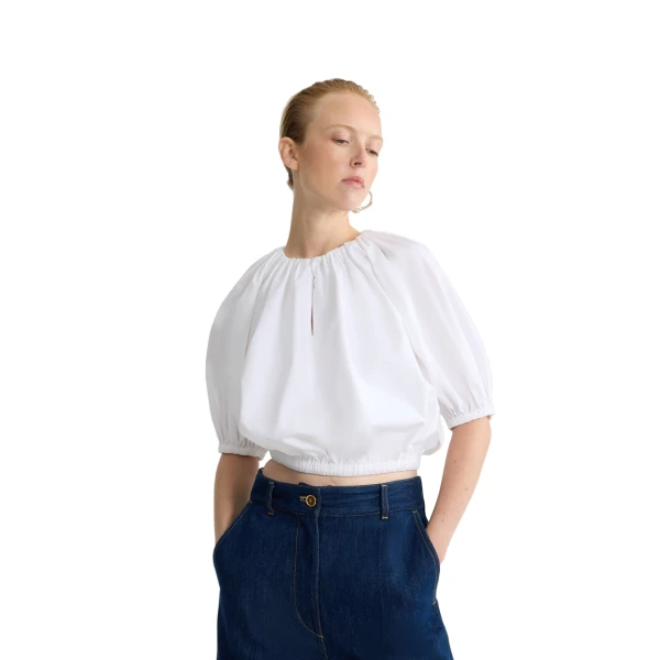 Organic cotton bubble top in White - Image 5