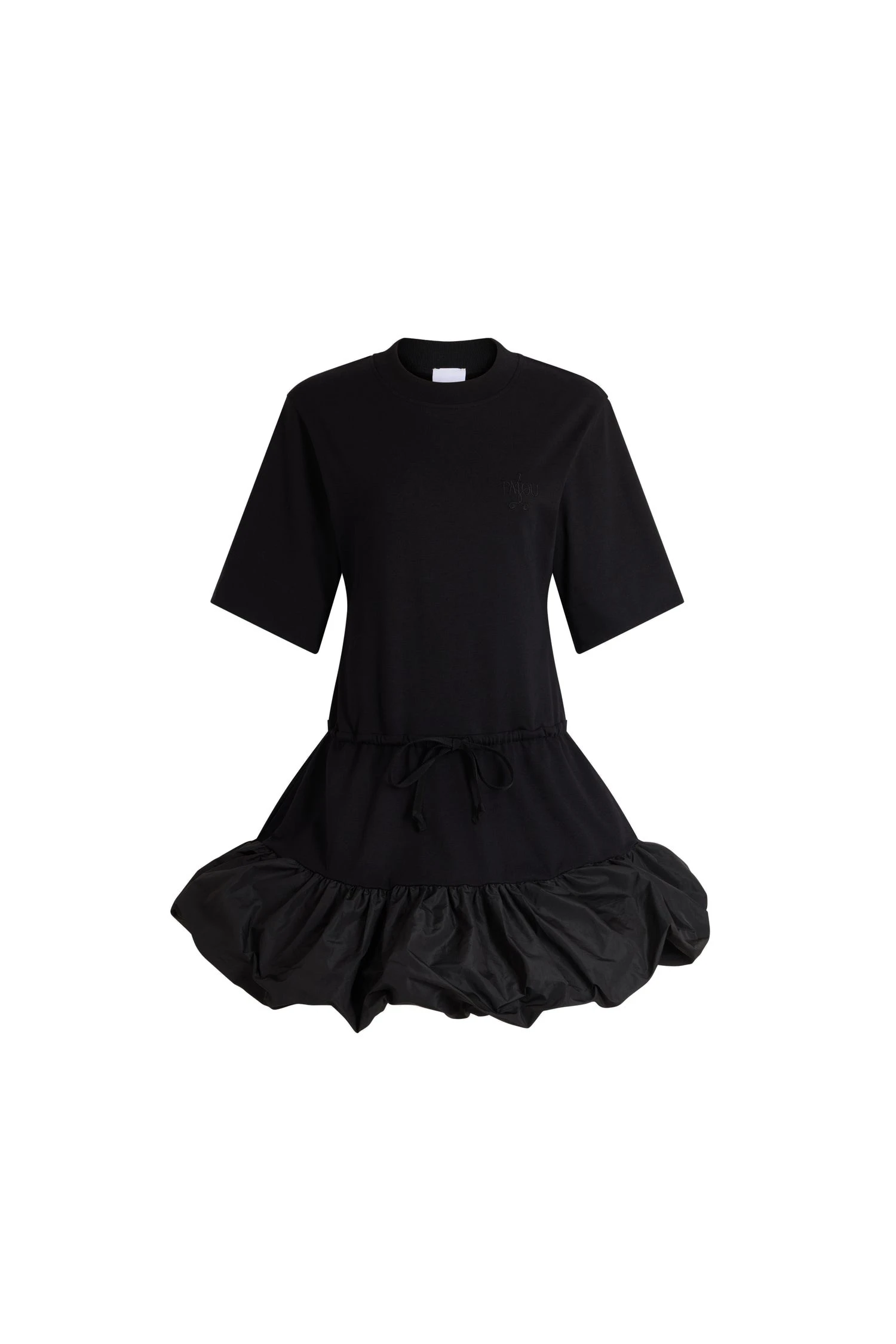 Patou Organic cotton dress with faille details in Black | Dresses | Luxury Shoes Patou Organic cotton dress with faille details in Black