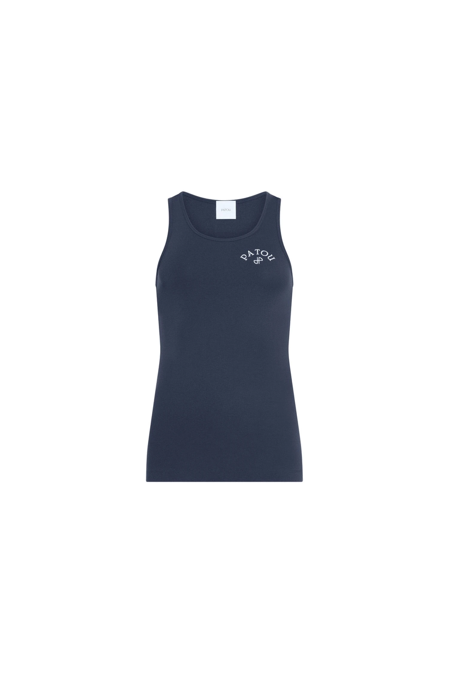 Patou Organic cotton embroidered tank top in Deep Sea Blue | Tops | Luxury Shoes Patou Organic cotton embroidered tank top in Deep Sea Blue
