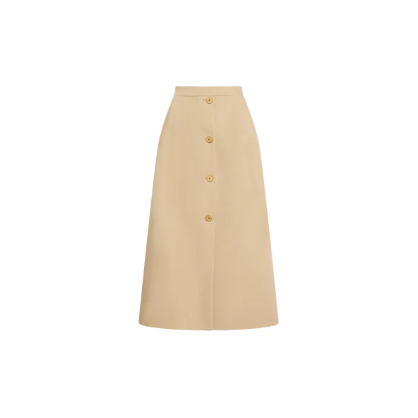 Patou Organic cotton long buttoned skirt in Sand