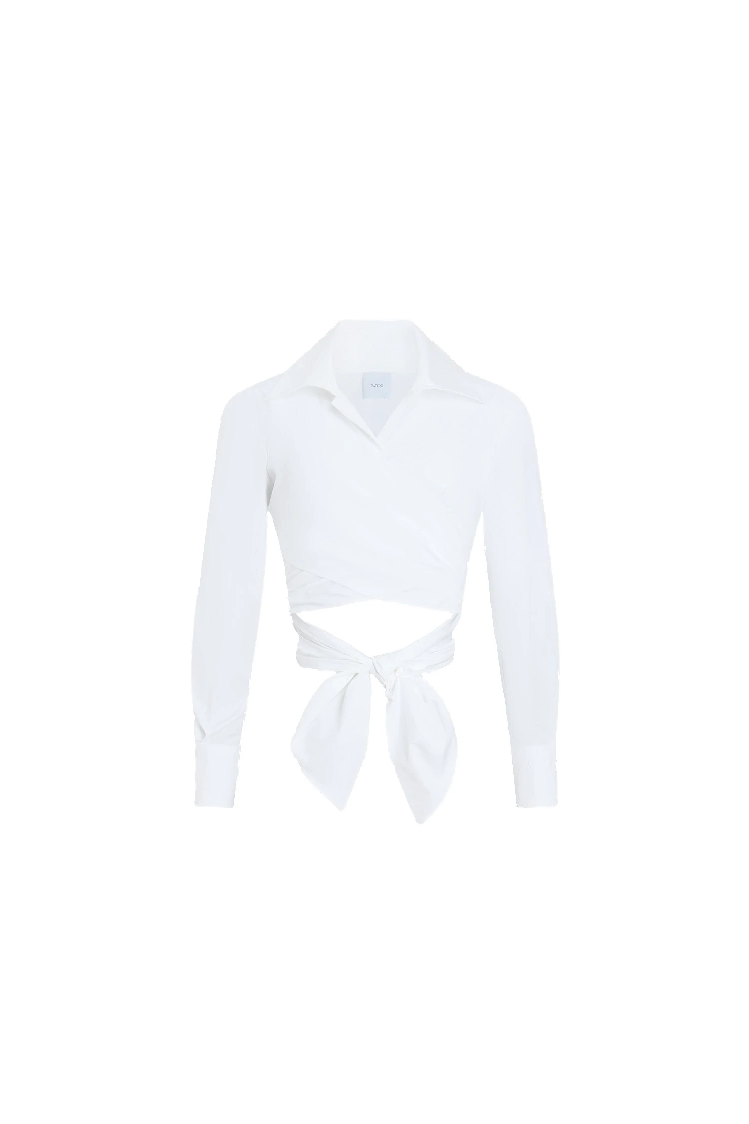 Patou Organic cotton long sleeve knotted top in White | Tops | Luxury Shoes Patou Organic cotton long sleeve knotted top in White
