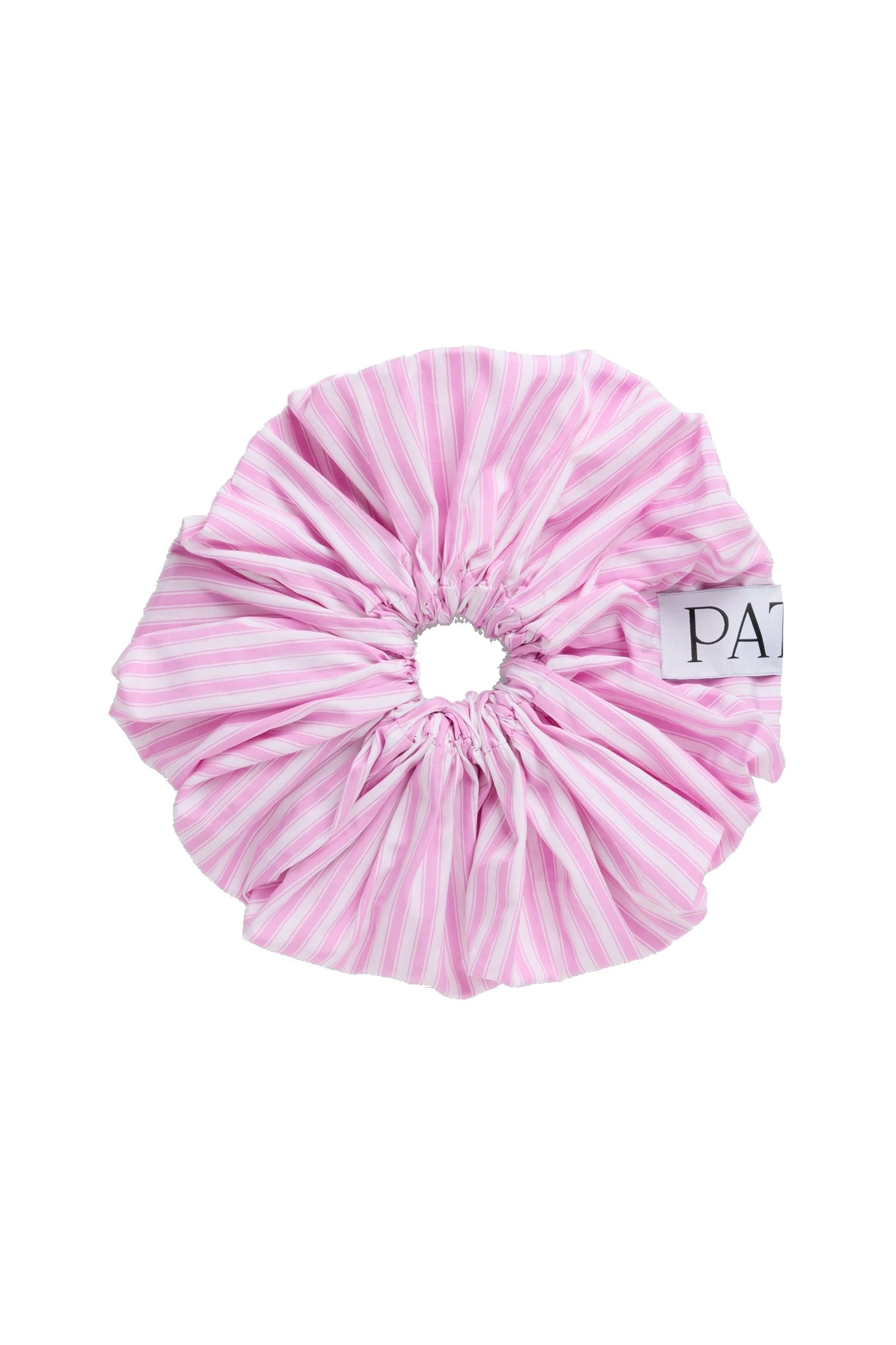 Patou Organic cotton maxi scrunchie in Bougainvillea Stripes | Accessories | Luxury Shoes Patou Organic cotton maxi scrunchie in Bougainvillea Stripes