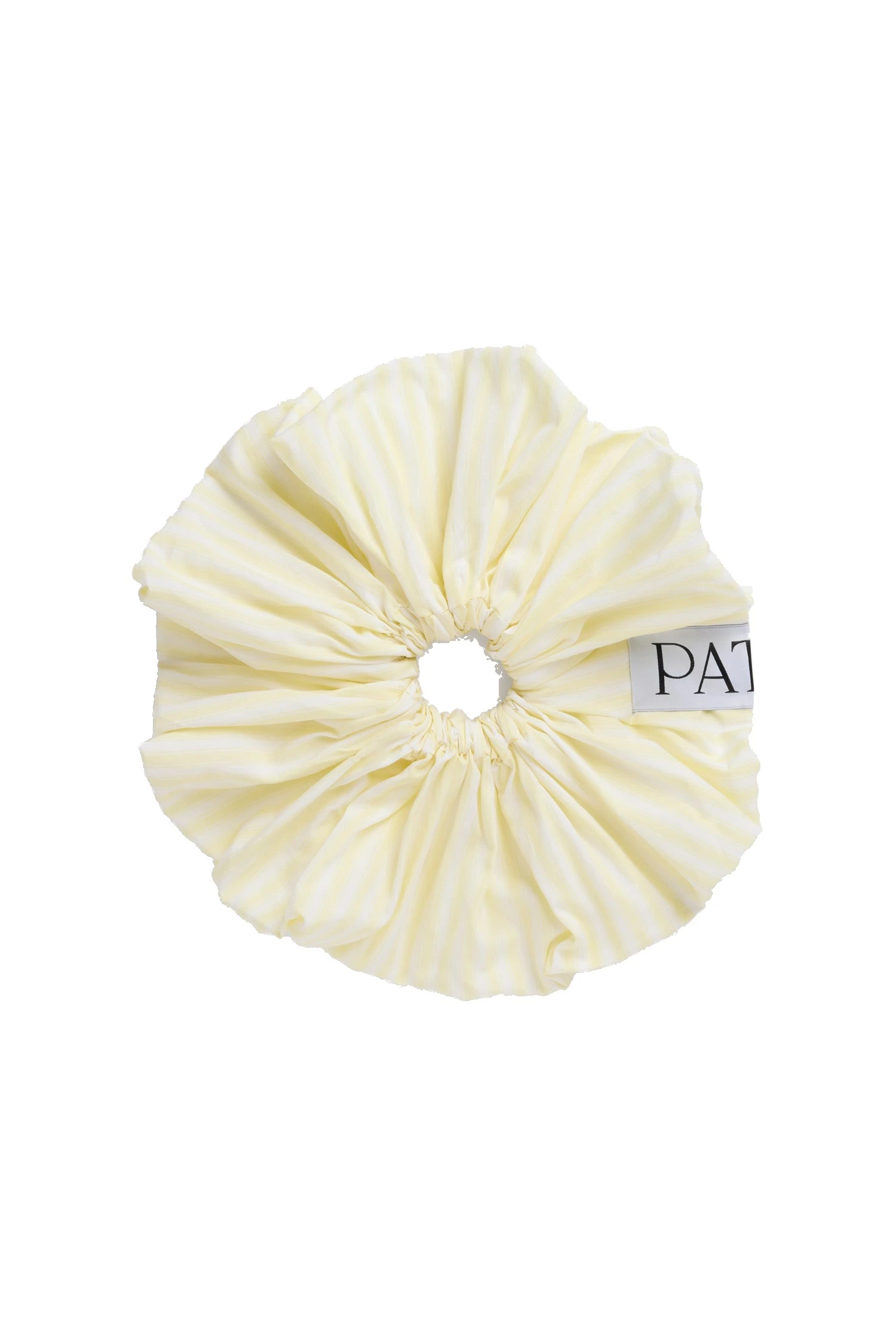 Patou Organic cotton maxi scrunchie in Lemonade Stripes | Accessories | Luxury Shoes Patou Organic cotton maxi scrunchie in Lemonade Stripes