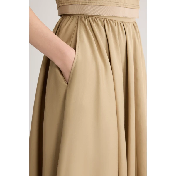 Organic cotton maxi voluminous skirt in Sand - Image 4