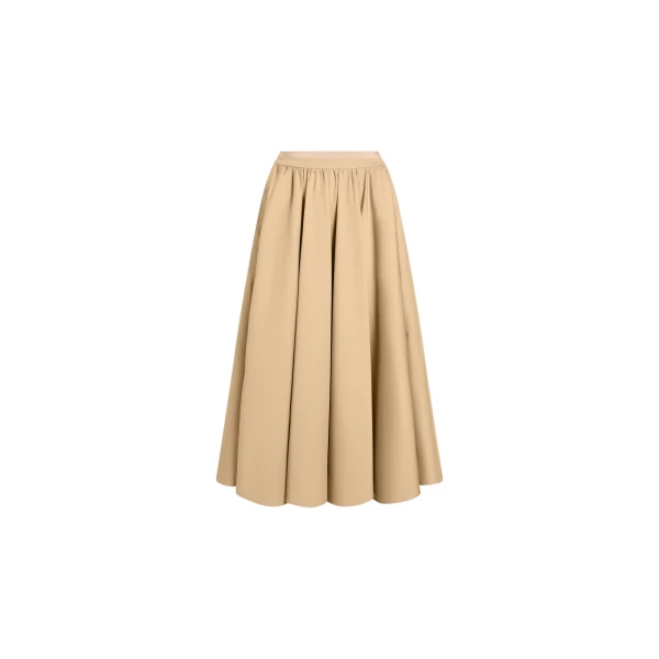 Organic cotton maxi voluminous skirt in Sand