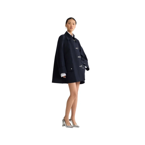 Organic cotton oversized parka in Night Blue - Image 2