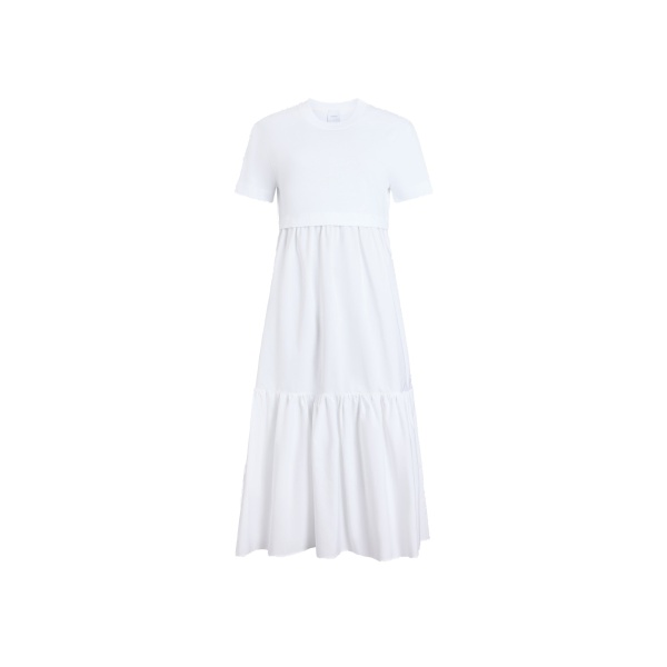 Patou Organic cotton poplin volume midi dress in White