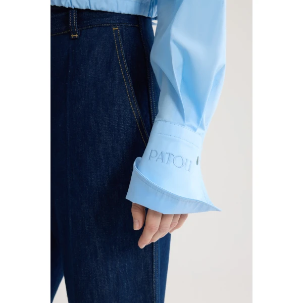 Organic cotton short safari shirt in Riviera Blue - Image 4