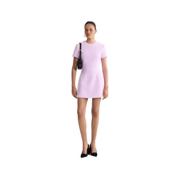 Organic cotton short sleeve short dress in Candy Pink - Image 2