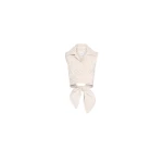 Patou Organic cotton striped sleeveless draped top in Dolce Coffee Stripes