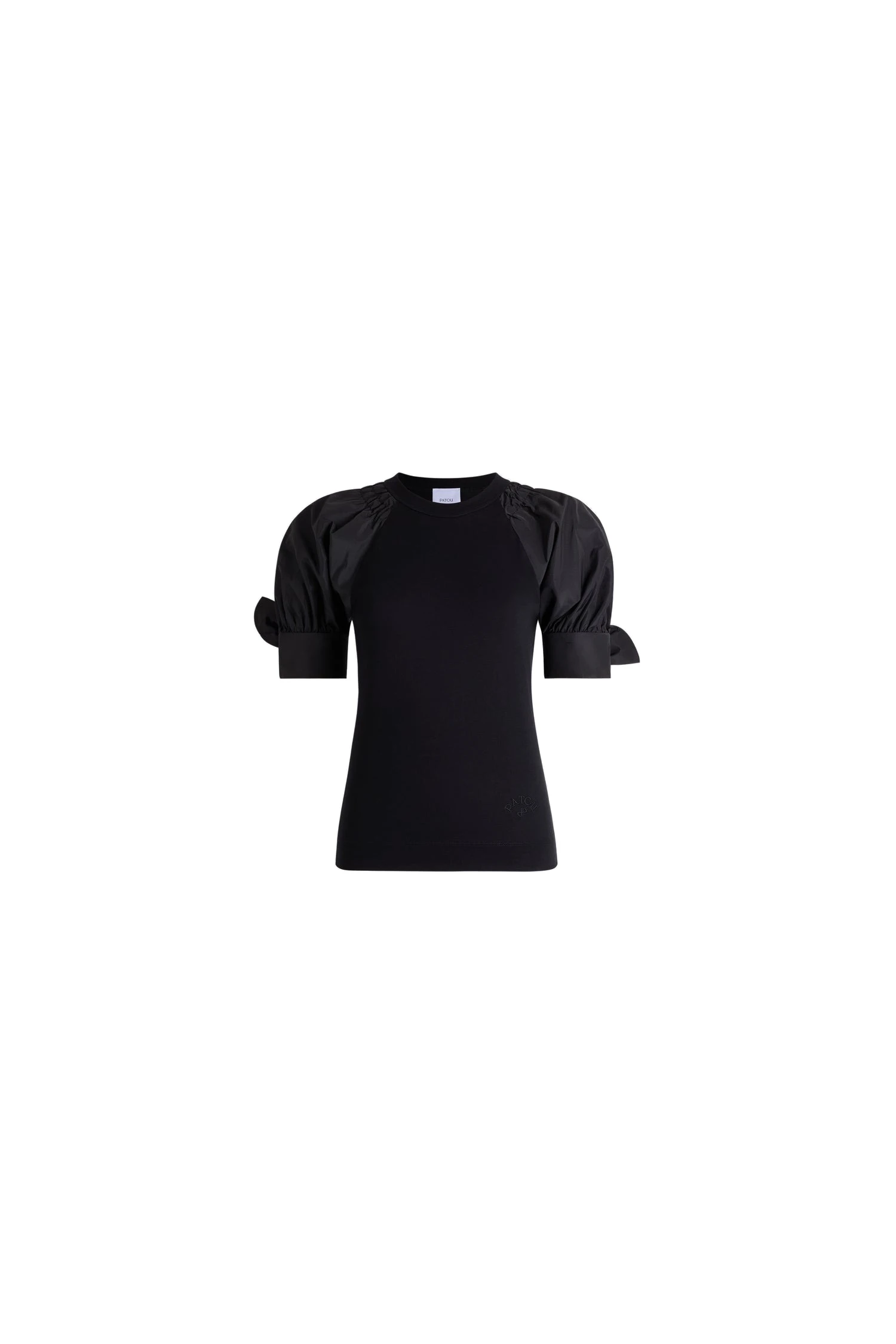 Patou Organic cotton tie-sleeve T-shirt in Black | Tops | Luxury Shoes Patou Organic cotton tie-sleeve T-shirt in Black