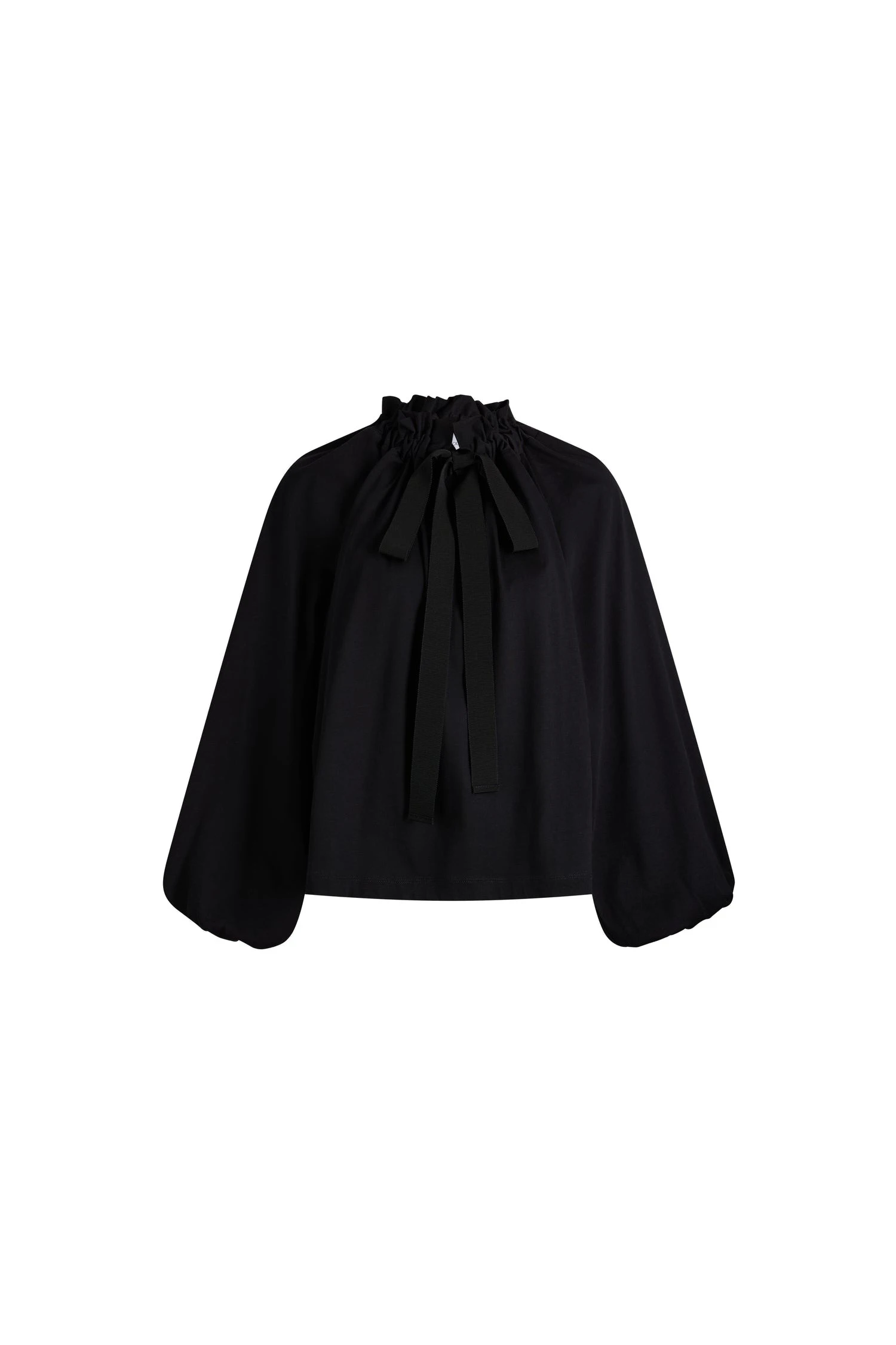 Patou Organic cotton volume long-sleeve top in Black | Tops | Luxury Shoes Patou Organic cotton volume long-sleeve top in Black