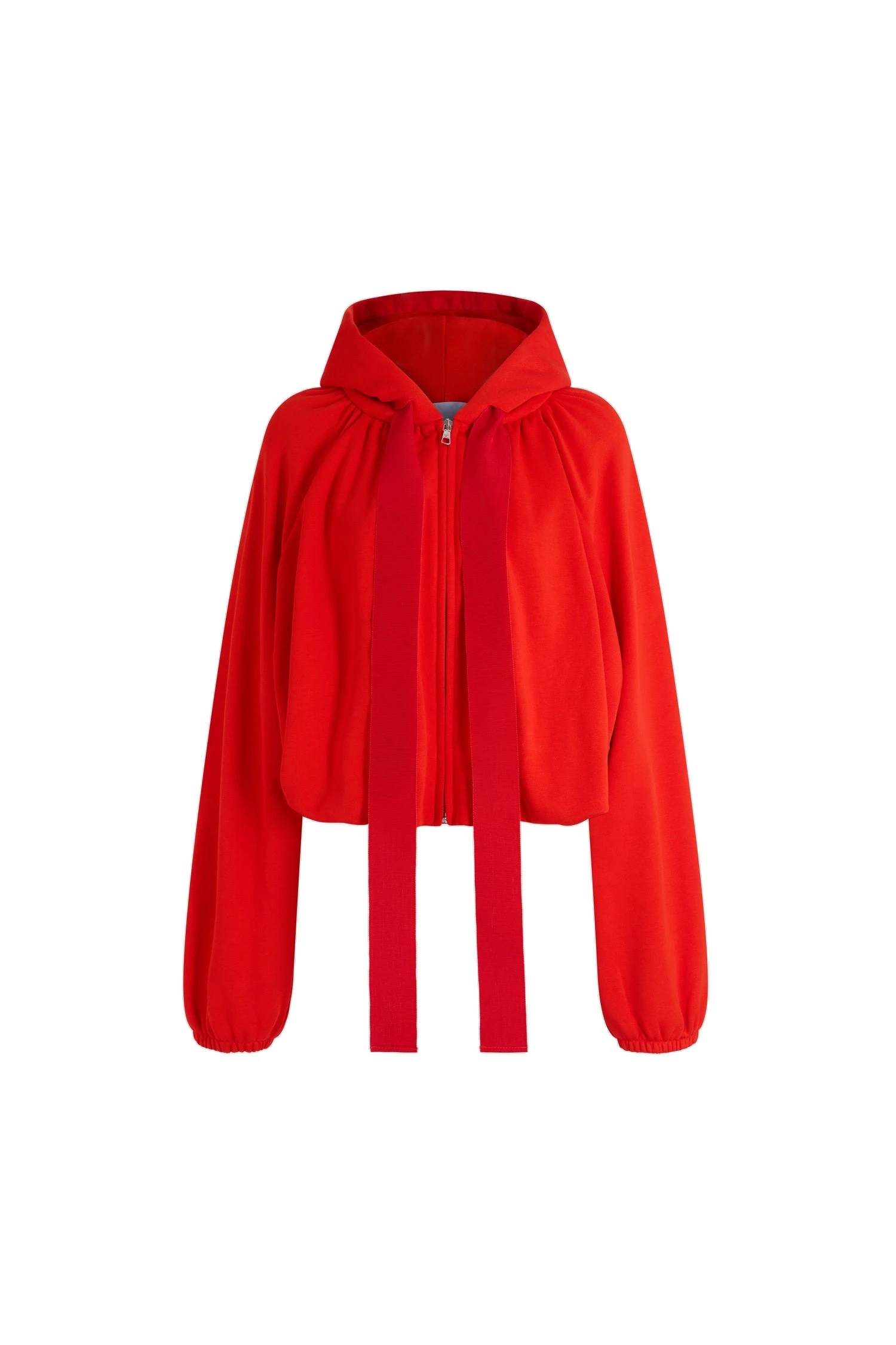 Patou Organic cotton volume zip-up hoodie in Berrywood Red | Hoodies | Luxury Shoes Patou Organic cotton volume zip-up hoodie in Berrywood Red