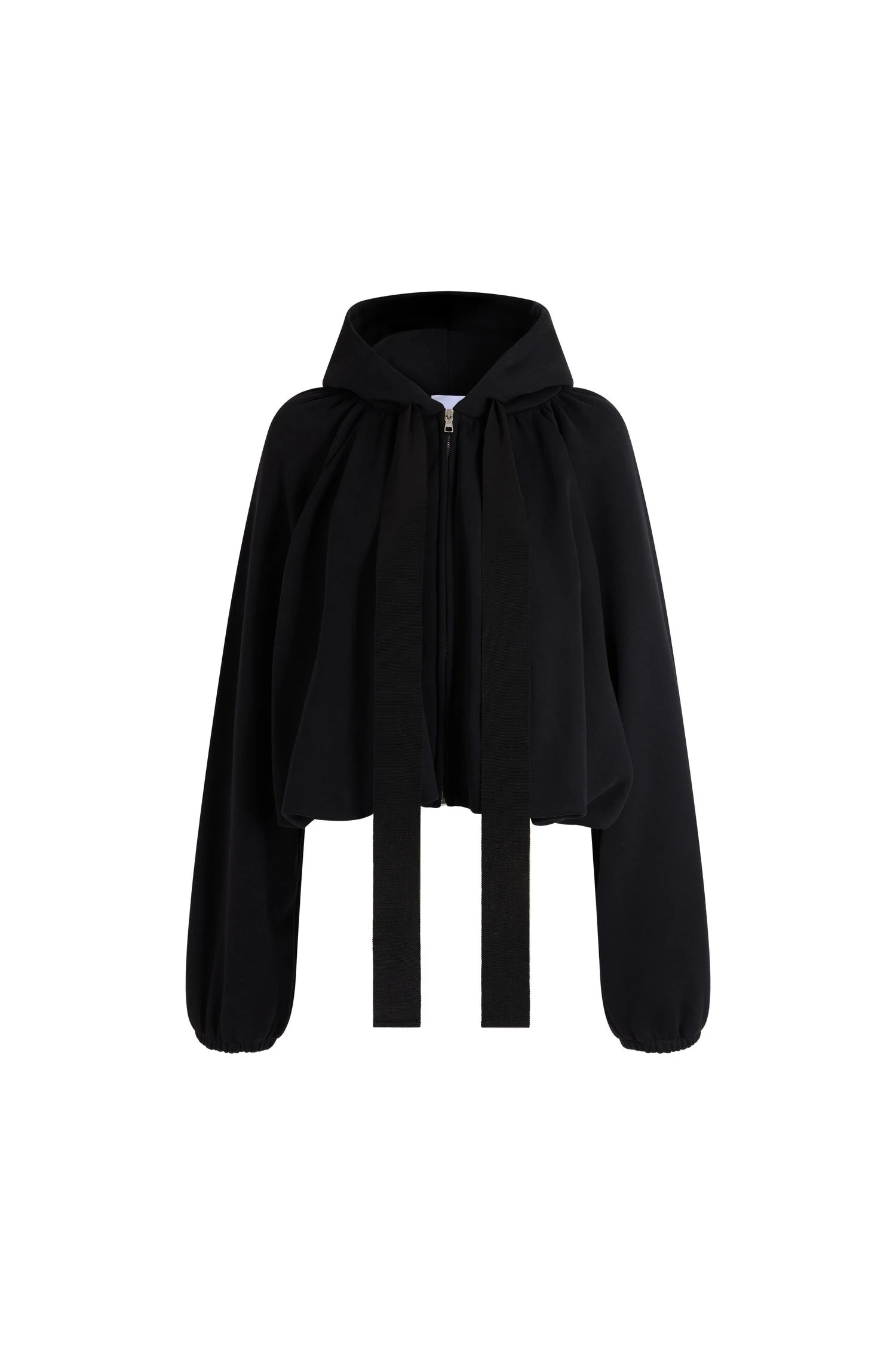Patou Organic cotton volume zip-up hoodie in Black | Hoodies | Luxury Shoes Patou Organic cotton volume zip-up hoodie in Black
