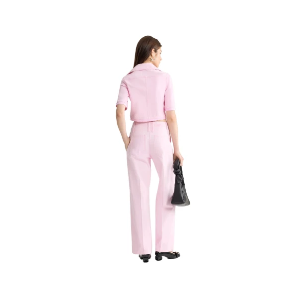 Organic cotton wide leg denim trousers in Pink Sunset - Image 3