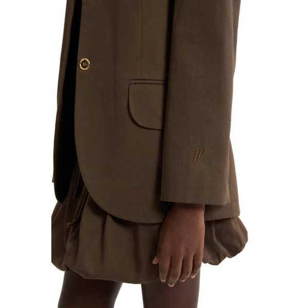 Oversized belted jacket in Java Brown organic cotton gabardine - Image 5