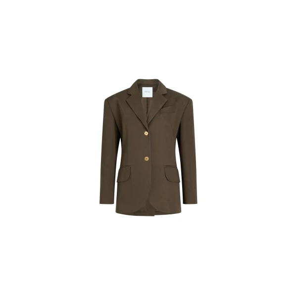 Oversized belted jacket in Java Brown organic cotton gabardine