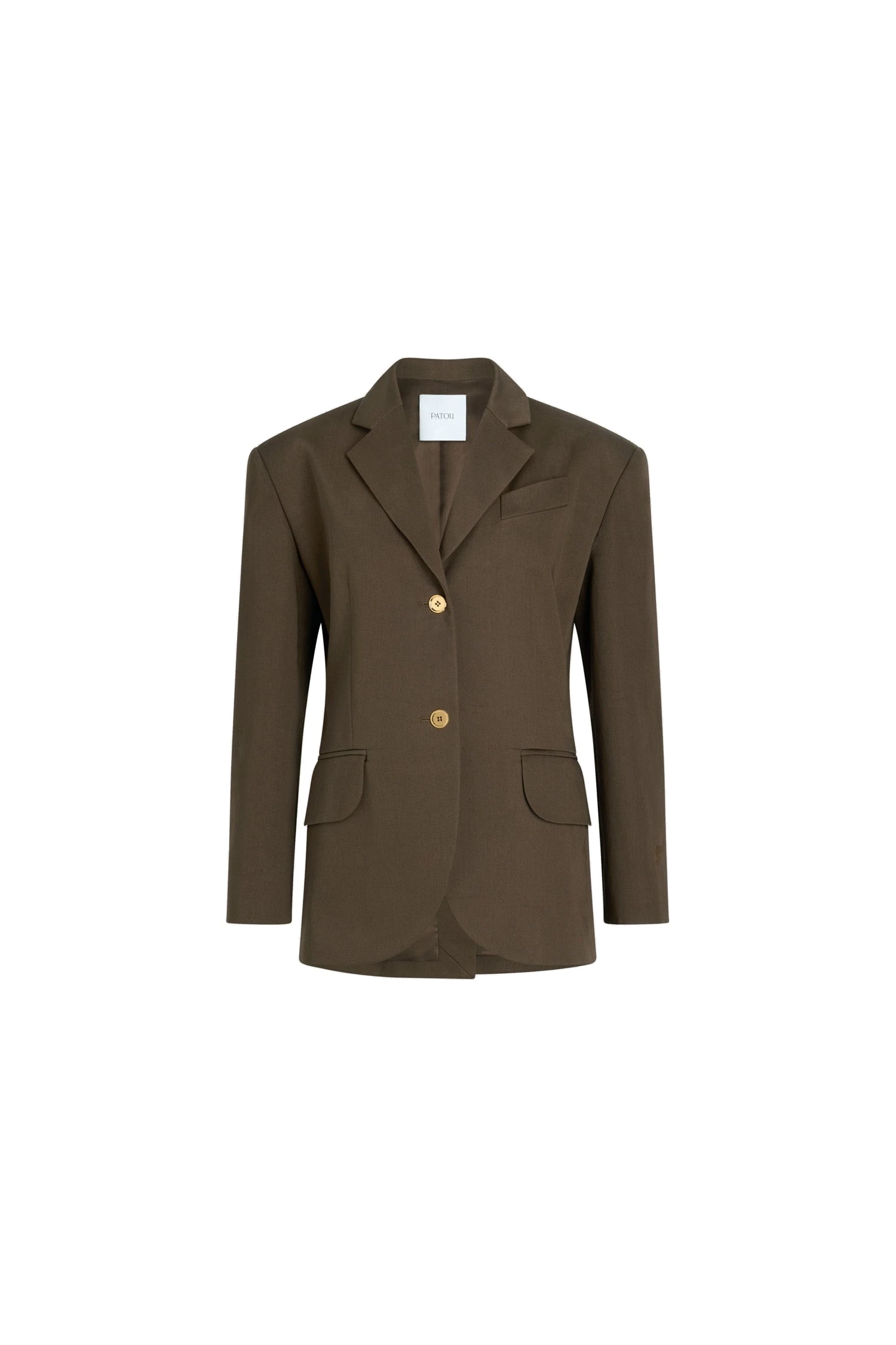 Patou Oversized belted jacket in organic cotton gabardine | Luxury Shoes Patou Oversized belted jacket in Java Brown organic cotton gabardine