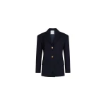 Patou Oversized belted jacket in Navy Black sustainable technical wool twill