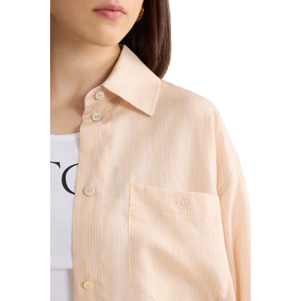 Oversized blended silk beach shirt in Shell Beach Stripes - Image 4