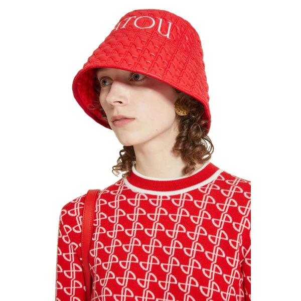 Patou bucket hat in Red Ski Slope eco-friendly quilted nylon - Image 2