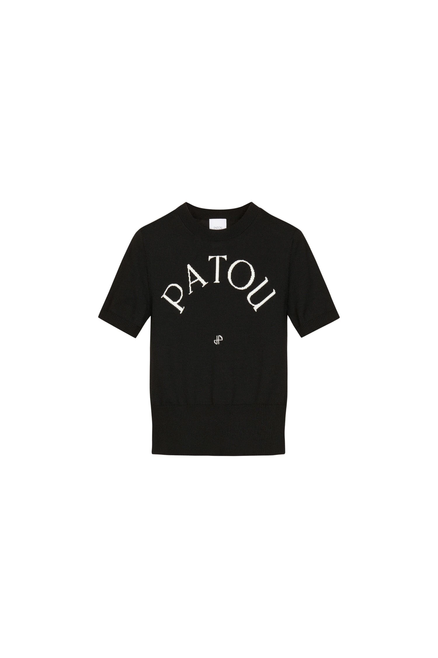 Patou jacquard knit top in eco-friendly cotton blend | Luxury Shoes Patou Patou jacquard knit top in Black eco-friendly cotton blend