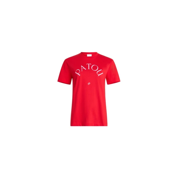 Patou logo and JP monogram t-shirt in Madder Red organic cotton