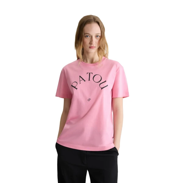 Patou logo and JP monogram t-shirt in Pink Pearl organic cotton - Image 5