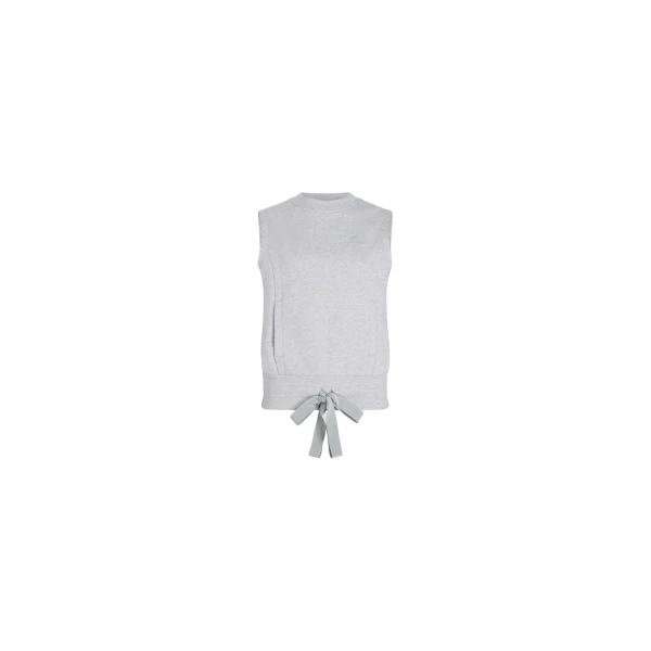 Patou logo embroidered sleeveless sweatshirt in Grey Pearl organic cotton