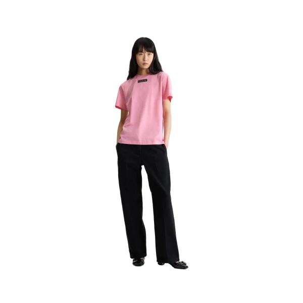 Patou logo label t-shirt in Pink Pearl organic cotton - Image 2