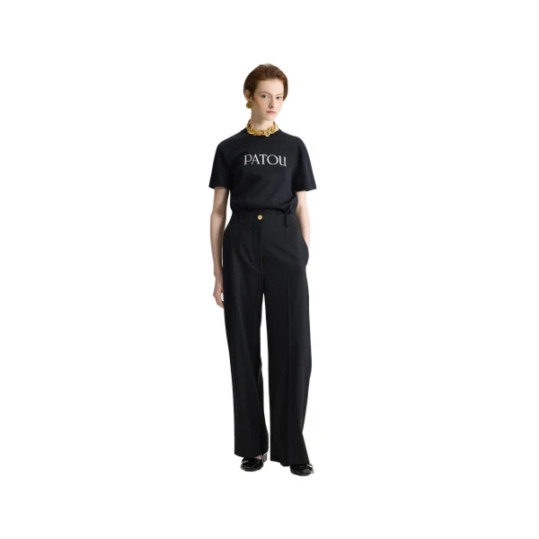 Patou logo t-shirt in Black organic cotton - Image 2