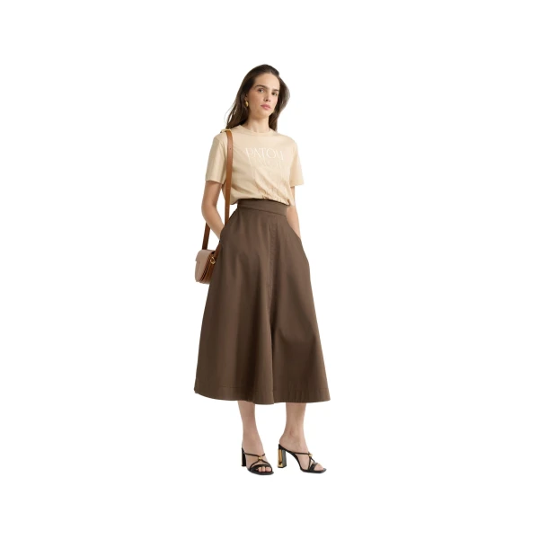 Patou logo t-shirt in Praline organic cotton - Image 2