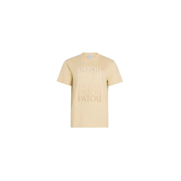 Patou logo t-shirt in Praline organic cotton