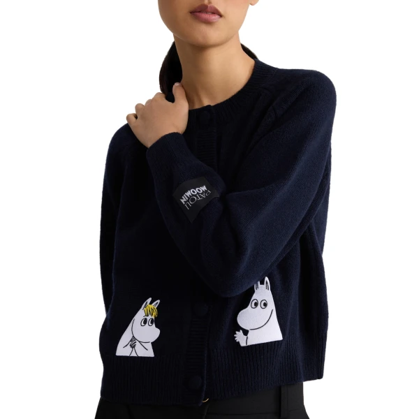 Patou x Moomin Snorkmaiden wool blend cardigan in Moomin Navy - Image 4